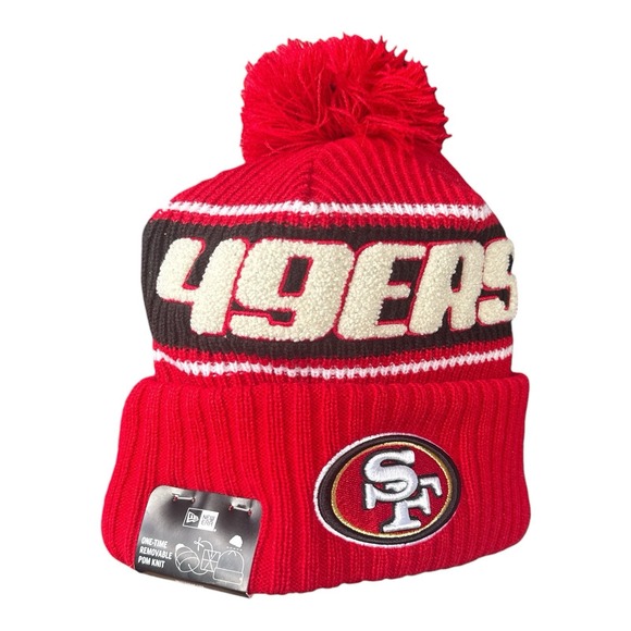 New NFL On Field New Era San Francisco 49ers Knit Beanie Hat Cuffed Pom - Picture 6 of 6